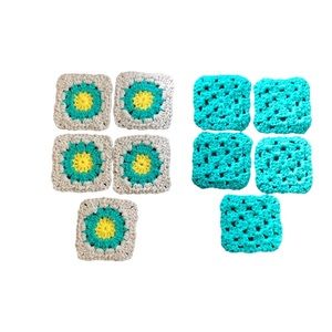 10 Handmade Granny Square Blocks for Afghans, Bags, Hats DYI PROJECTS 4”x 4”